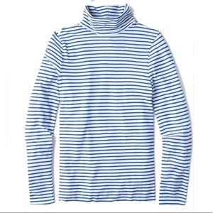 J. Crew Blue White Stripe Tissue Turtleneck
